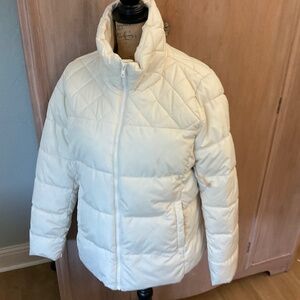 NWT Old Navy Fleece Lined Quilted Puffer Coat Jacket Long Sleeve White spring L